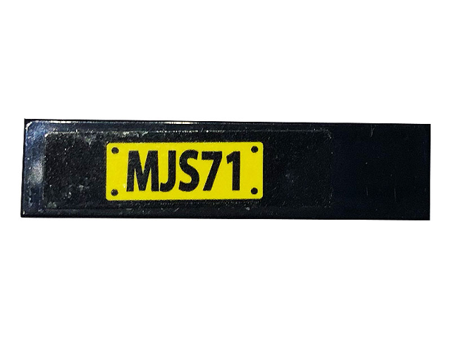 Lego Tile 1 x 4 with 'MJS71' Pattern (Sticker) - Set 75929 / Black