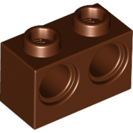 Lego Technic Brick 1 x 2 [2 Pin Holes] / Reddish Brown