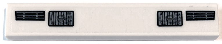 Lego Tile 1 x 6 with Black and Silver Headlights and Air Vents Pattern (Sticker) - Set 76908 / White