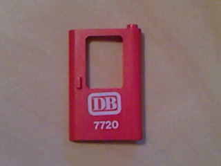 Lego Door 1 x 4 x 5 Train Right, Thin Support at Bottom with White 'DB 7720' Pattern (Sticker) - Set 7720
