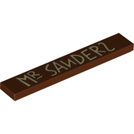 Lego Tile 1 x 6 with 'Mr Sanderz' Print