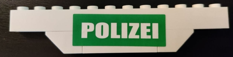 Lego Stickered Assembly 12 x 1 x 2 with White 'POLIZEI' on Green Background Pattern (Sticker) - Set 7245