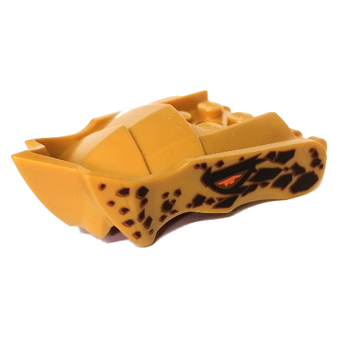 Lego Creature Body Part, Dragon Head Lower Jaw with Pointy Chin with Dark Brown Markings, Orange Eye Print