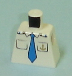 Lego Torso Boat Anchor Logo, Blue Tie, Two Pockets Pattern / White