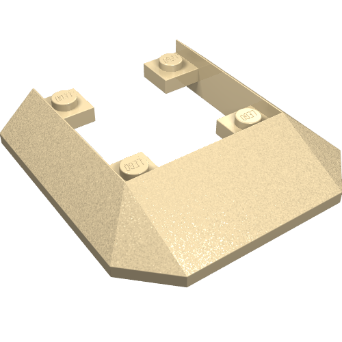 Lego Brick Wedged, Sloped 45° 6 x 6 Double / 33° [Train Roof End] / Tan