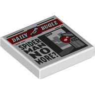 Lego Tile 2 x 2 with Newspaper Daily Bugle 'SPIDER-MAN NO MORE?' Print