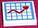 Lego Tile 2 x 2 with Hospital Graph with Heart Pattern (Sticker) - Sets 5874 / 5875 / 5876 / White
