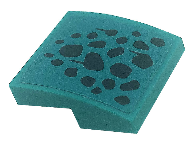 Lego Slope, Curved 2 x 2 x 2/3 with Black Spots, Scales and Lines Pointing Up Pattern (Sticker) - Set 71755 / Dark Turquoise