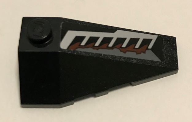 Lego Wedge 4 x 2 Triple Right with Silver Vents and Reddish Brown Splatters Pattern (Sticker) - Set 70228 / Black