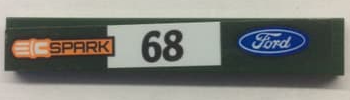 Lego Tile 1 x 6 with Ford Logo, Black '68' and 'SPARK' Pattern Model Right Side (Sticker) - Set 75884 / Dark Green