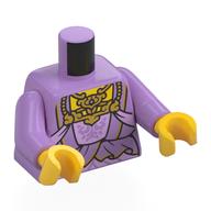 Lego Torso, Lavender Dress, Decorations, Gold Jewelry Print, Medium Lavender Arms, Yellow Hands / Medium Lavender