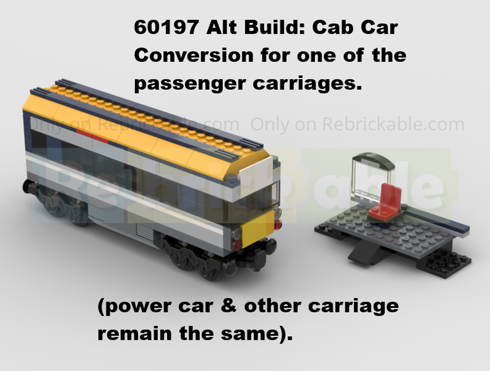 Lego 60197 Alt Build - Cab Coach Conversion For One Of The Passenger Carriages