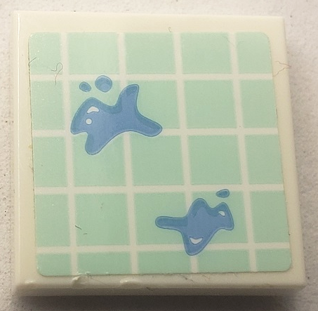 Lego Tile 2 x 2 with Light Aqua Tiles and Medium Blue Water Splashes Pattern (Sticker) - Set 41710