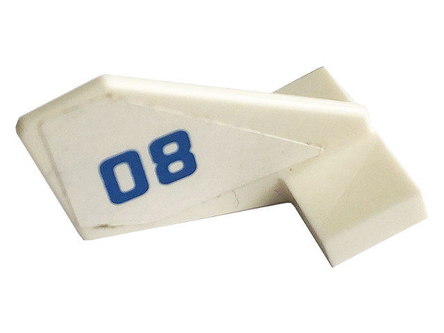 Lego Tail Shuttle, Small with Blue '08' Pattern on Right Side (Sticker) - Set 60049 / White