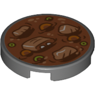 Lego Tile Round 2 x 2 with Meal/Stew/Soup Print