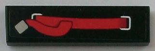 Lego Tile 1 x 4 with Red Seat Harness Strap Pattern Model Left Side (Sticker) - Set 8156
