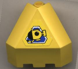 Lego Panel 3 x 3 x 3 Corner Convex with Submarine on Blue Triangle on Yellow Background Pattern (Sticker) - Sets 6442 / 6560