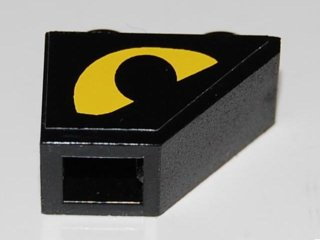 Lego Slope, Inverted 45 2 x 1 with Yellow Eye Pattern Model Left Side (Sticker) - Set 8485
