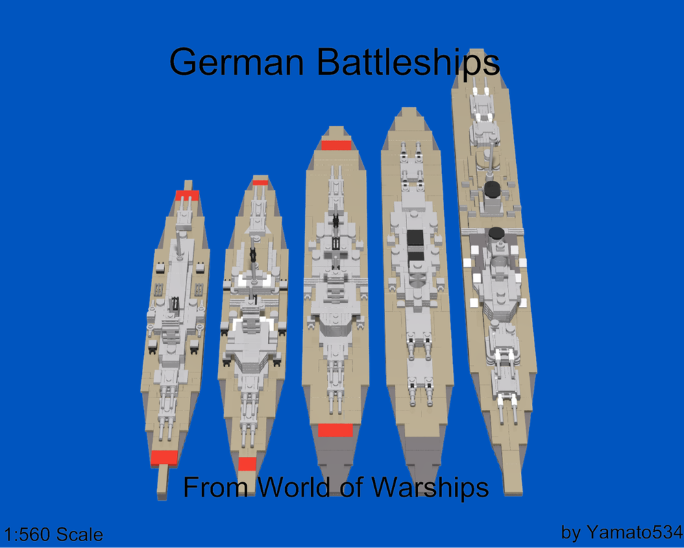 Lego 1:560 Scale German Tech-tree Battleships(WOWS)
