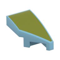 Lego Brick Wedged, Curved 2 x 1 with Stud Notch Right with Olive Green Print / Medium Azure