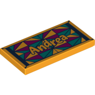 Lego Tile 2 x 4 with 'Andrea' on Mosaic Print