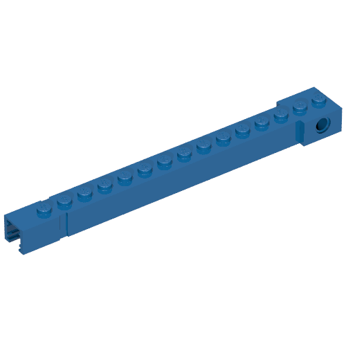 Lego Crane Arm Outside, Wide, 15 Studs, End Notch / Blue
