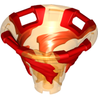 Lego Cone Reverse with 4 Handles, Spinner, with Marbled Red Pattern