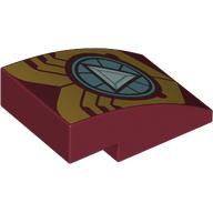 Lego Slope Curved 3 x 2 No Studs with Gold Armor, Triangle Arc Reactor print