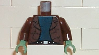 Lego Torso Studios Patchwork Jacket with Blue T-shirt Pattern (Frankenstein) / Brown Arms / Sand Green Hands