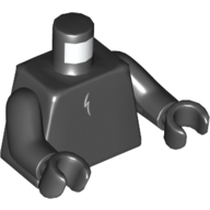 Lego Torso White Lightning/Feather print, Black Arms and Hands / Black