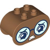 Lego Duplo Brick 2 x 4 x 2 Rounded Ends with Worried Face, Glasses Print