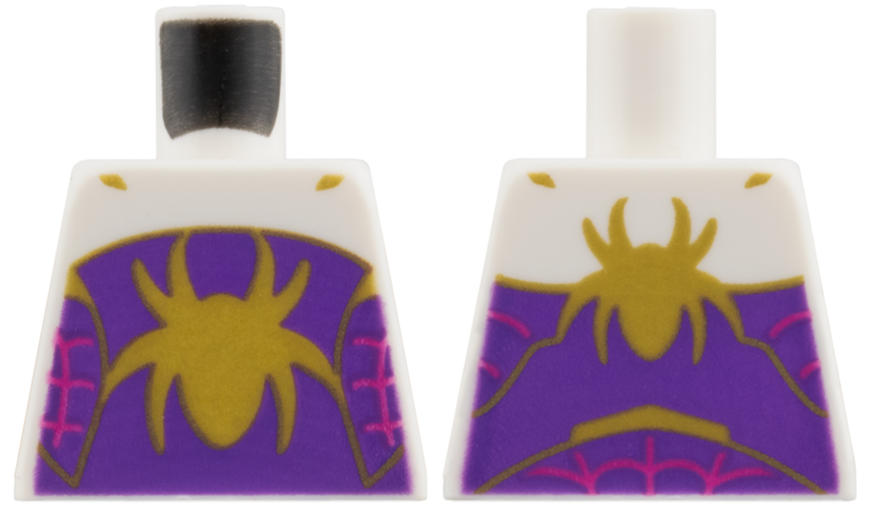 Lego Torso Gold Spider on Dark Purple Panel with Magenta Webbing Pattern / White