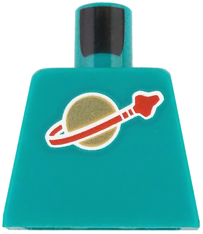 Lego Torso with Classic Space Logo High on Torso Pattern, Inside with Ribs (second reissue) / Dark Turquoise