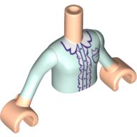 Lego Minidoll Torso Girl with Light Aqua Top Print, Light Nougat Arms And Hands / Light Nougat