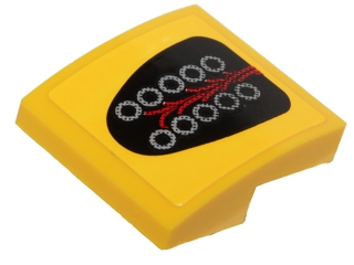 Lego Slope, Curved 2 x 2 x 2/3 with 10 Silver Circles and Red Wires Pattern (Sticker) - Set 40193