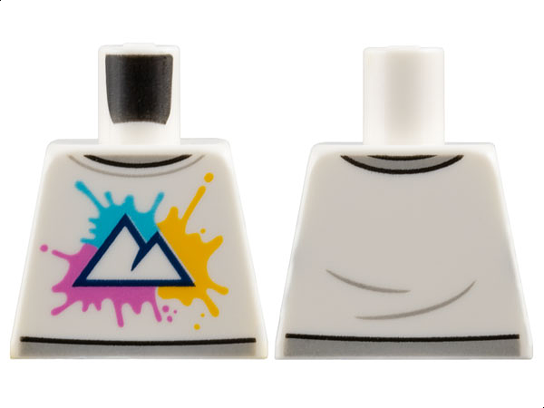 Lego Torso Mountains on Medium Azure, Bright Light Orange and Dark Pink Splotches Pattern / White