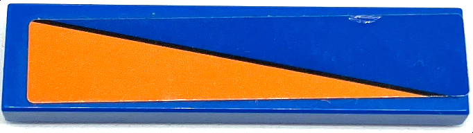 Lego Tile 1 x 4 with Orange Triangle Pattern Model Left Side (Sticker) - Set 76081 / Blue