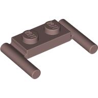 Lego Plate Special 1 x 2 with Handles [Flat Ends / Low Attachment] / Sand Red