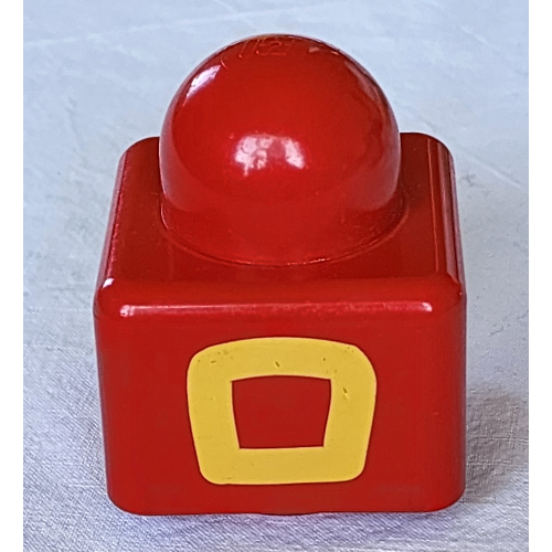 Lego Primo Brick 1 x 1 with Yellow Squares Print / Red