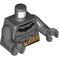 Lego Torso Armor, Batman Logo, Muscles, and Gold Utility Belt Print, Dark Bluish Gray Arms and Hands / Dark Bluish Gray
