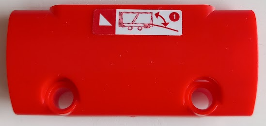 Lego Technic, Panel Curved 7 x 3 with 2 Pin Holes through Panel Surface with Double Arrow, Trailer, White Triangle and Number 1 in Circle Pattern Model Left Side (Sticker) - Set 42098