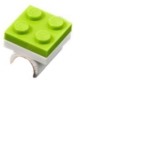 Lego Pencil Topper, Integrated 2 x 2 Plate with White Clip / Lime