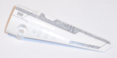 Lego Technic, Panel Fairing # 6 Long Smooth, Side B with Light Bluish Gray Stripes Pattern (Sticker) - Set 31313 / White