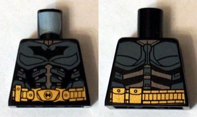 Lego Torso Batman Logo with Body Armor Gray and Gold Belt Pattern (Comic Con) / Black