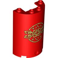Lego Cylinder Half 2 x 4 x 5 with 1 x 2 cutout with Gold Chines Decorations Print