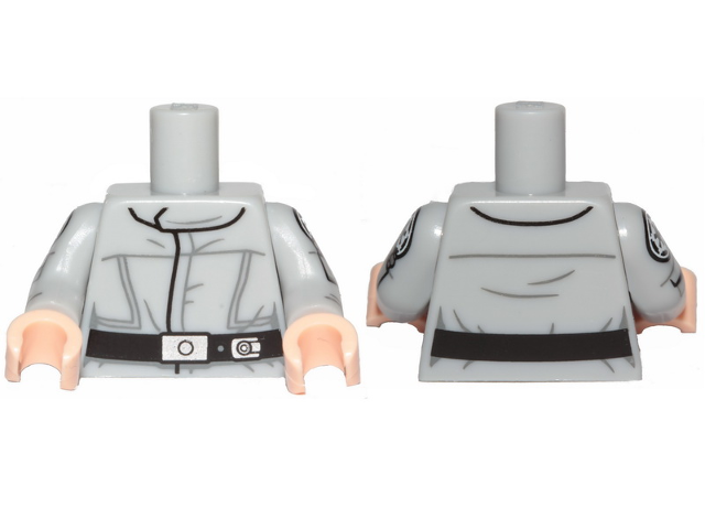 Lego Torso SW Imperial Crew Uniform Jumpsuit Detailed with Black Belt Pattern / Light Bluish Gray Arms with Imperial Logo Pattern / Light Nougat Hands