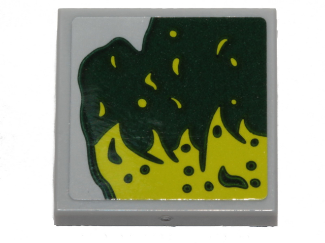 Lego Tile, Modified 2 x 2 Inverted with Lime Slime Pattern Model Right Side (Sticker) - Set 40336 / Light Bluish Gray