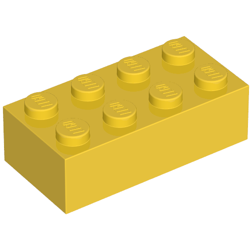 Lego Brick 2 x 4 without Cross Supports / Yellow