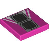 Lego Tile 2 x 2 with 2 Dark Bluish Grey Grilles, Light Bluish Grey background, White Triangles Print