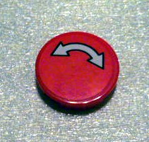 Lego Tile, Round 2 x 2 with Black Outlined White Curved Arrow Double on Red Background Pattern (Sticker) - Set 3677